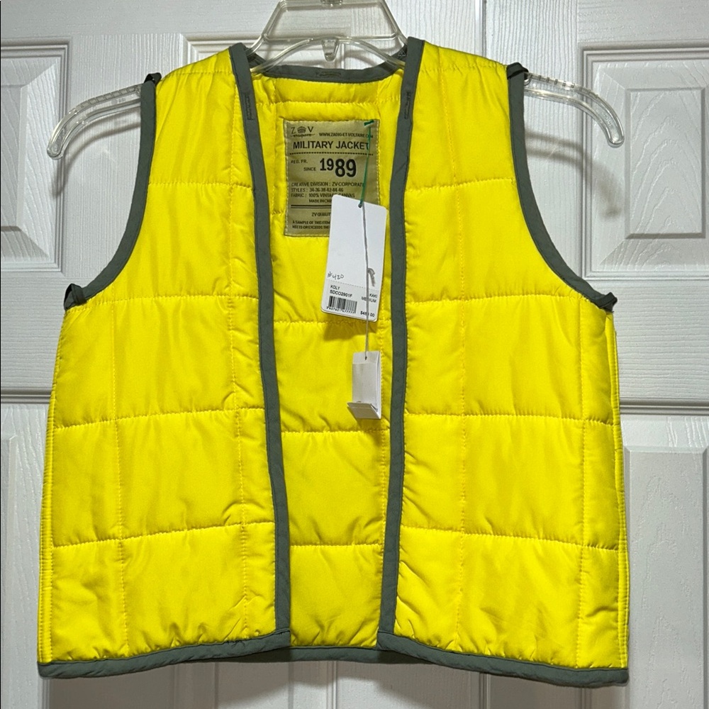 💗NWT Zadig & Voltaire KOLY Military Quilted Yellow Puffy Vest - Size Medium